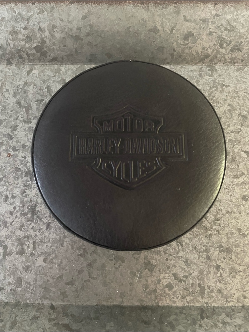 Harley-Davidson Black Round Embossed Leather Coasters
